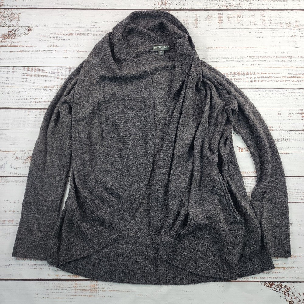 Barefoot Dreams CozyChic Lite Circle Cardigan Women's L/XL Gray Open Front
